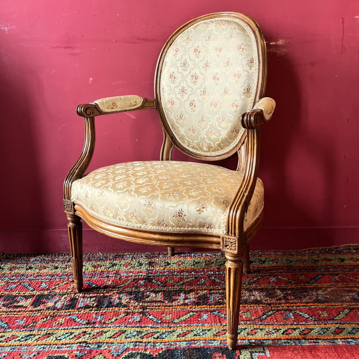 Stamped "c. Séné," Louis XVI-period Armchair