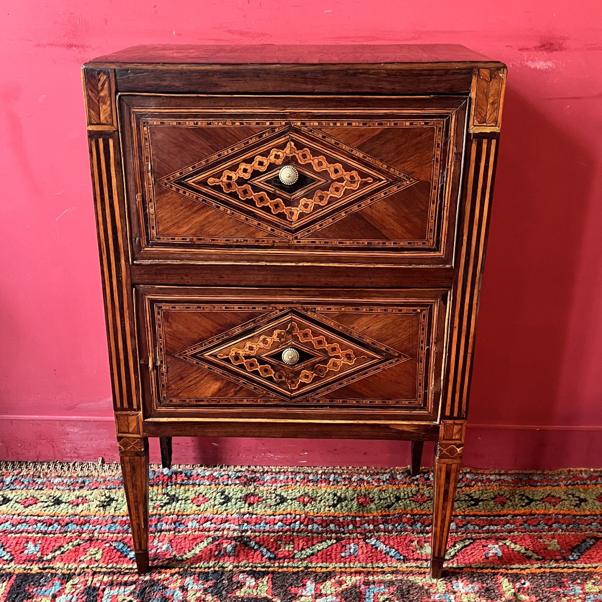 Petite commode richement marquetée, Italie XVIIIème siècle-photo-2