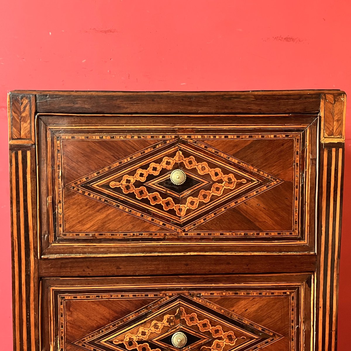 Petite commode richement marquetée, Italie XVIIIème siècle-photo-3