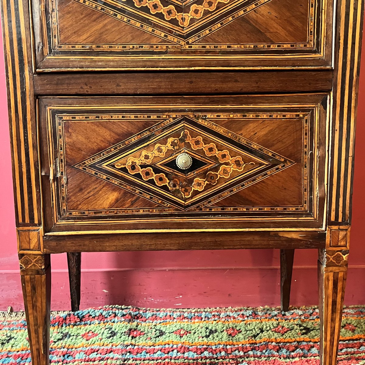 Petite commode richement marquetée, Italie XVIIIème siècle-photo-4