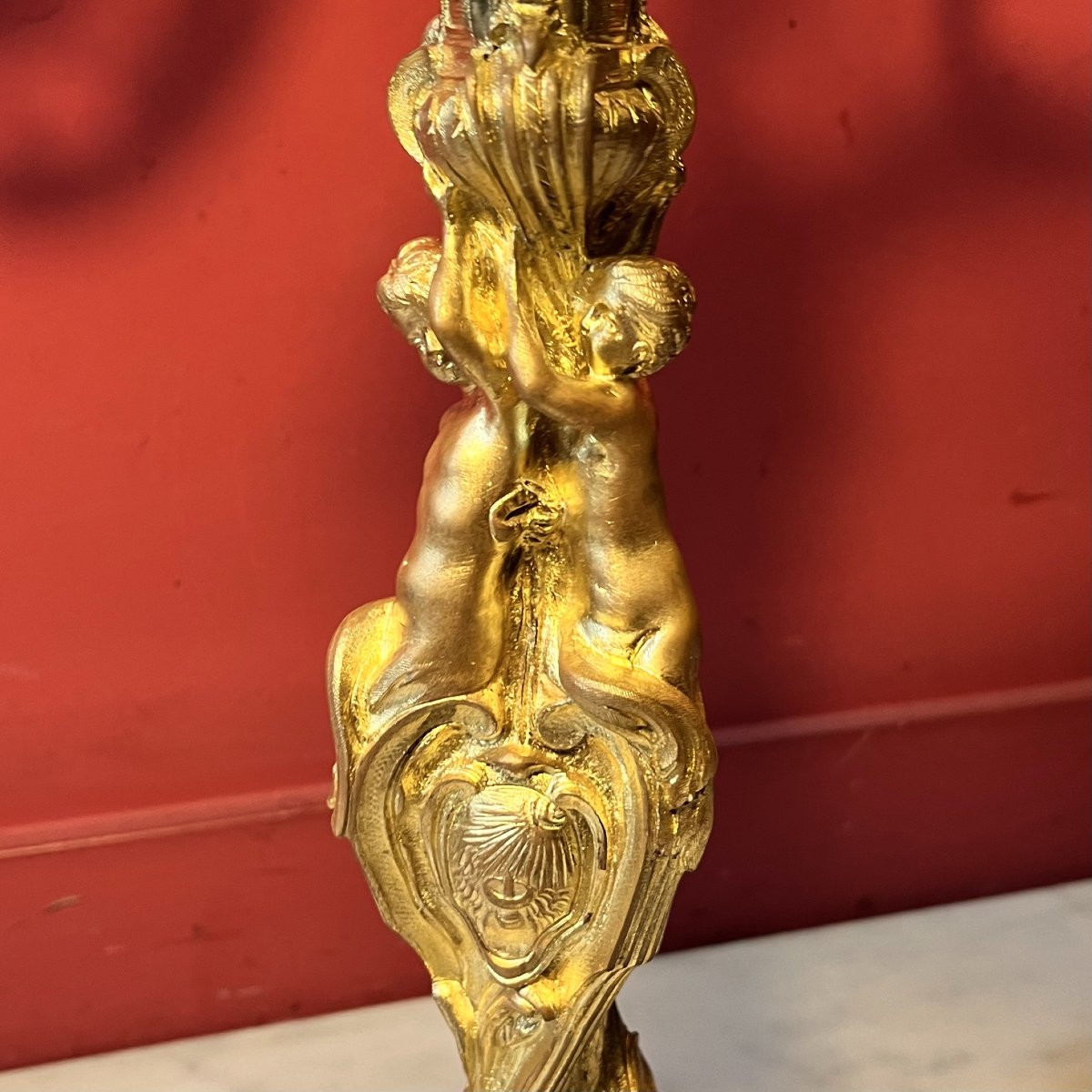 Grand candélabre aux sirènes, époque Napoléon III (56 cm)-photo-4