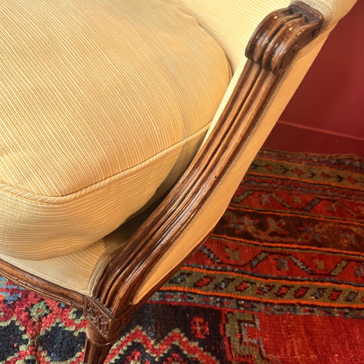 Stamped "jullienne," Louis XVI-period Bergère Chair-photo-2