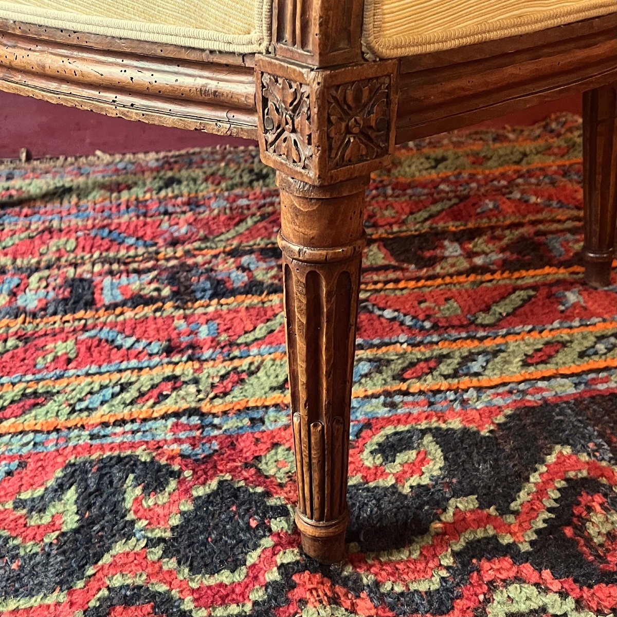 Stamped "jullienne," Louis XVI-period Bergère Chair-photo-4
