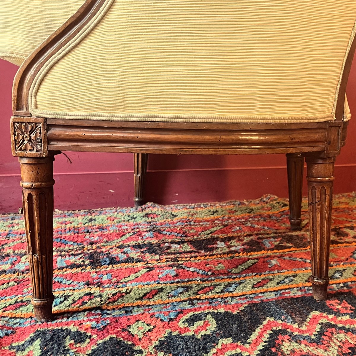 Stamped "jullienne," Louis XVI-period Bergère Chair-photo-5