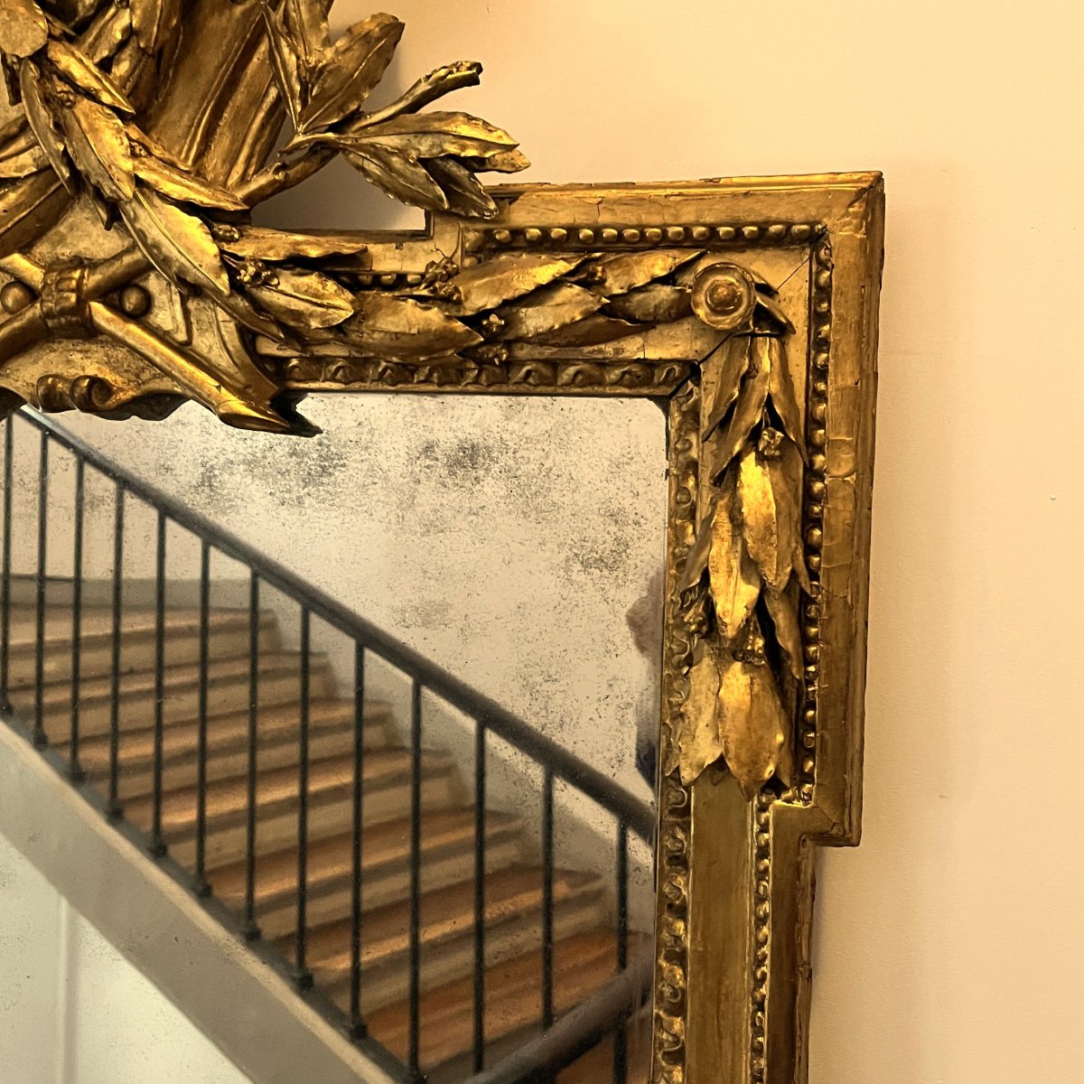 Large Pediment Mirror, Louis XVI Period (height 192 Cm)-photo-2