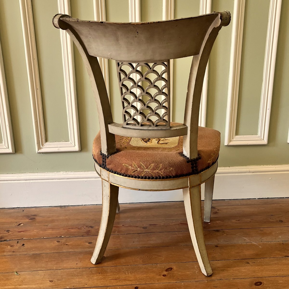 Rare paire de chaises à l'étrusque, époque Directoire-photo-8