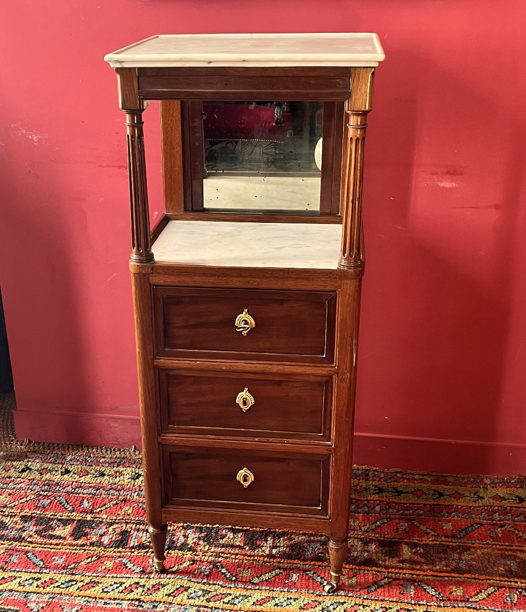 Mahogany Barber's Chest, Louis XVI Period-photo-2