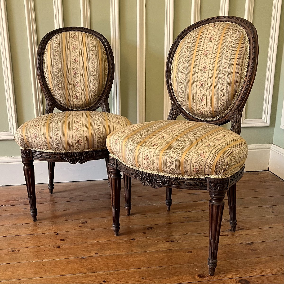 Pair Of Carved Chairs, Louis XVI Period