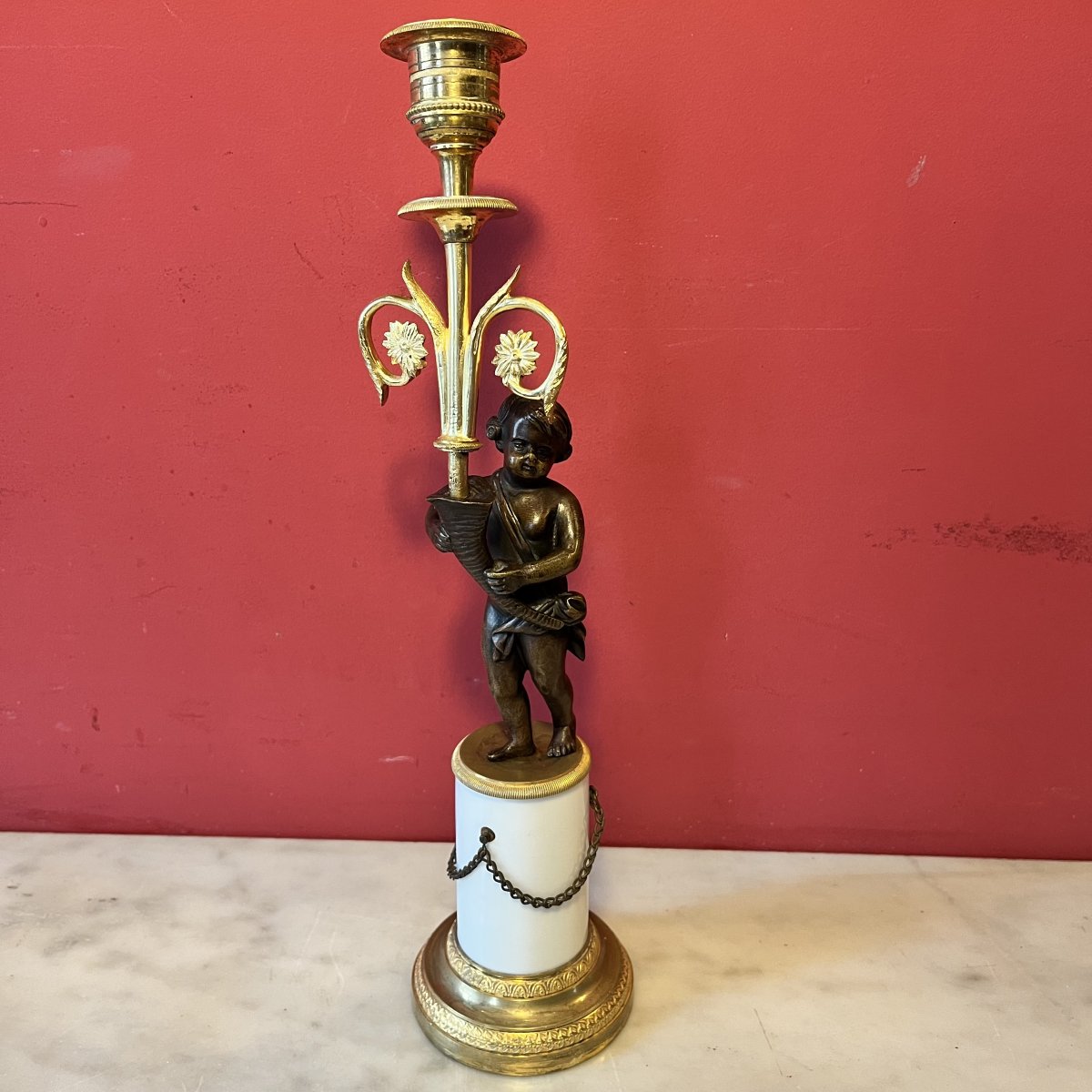 Pair Of Candlesticks With Putti, Louis XVI Period-photo-2