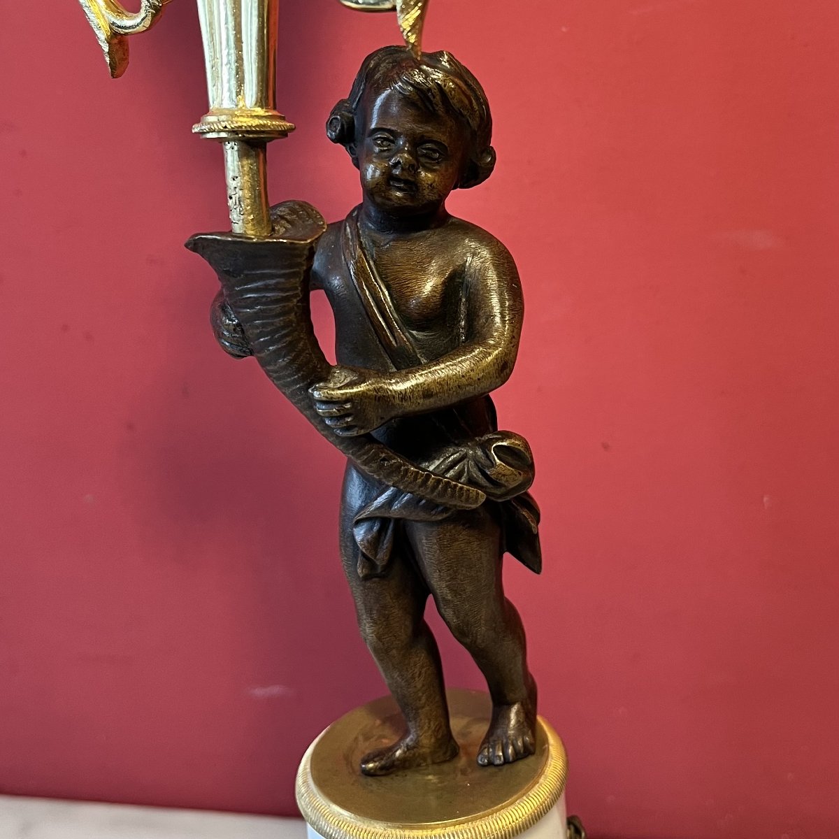 Pair Of Candlesticks With Putti, Louis XVI Period-photo-4