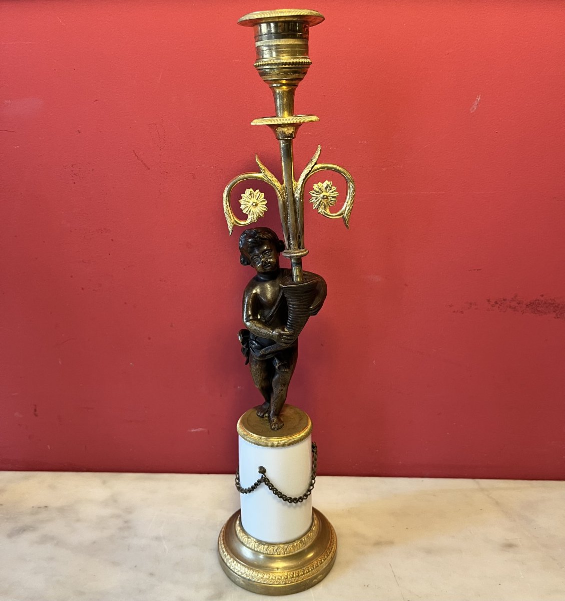 Pair Of Candlesticks With Putti, Louis XVI Period-photo-2