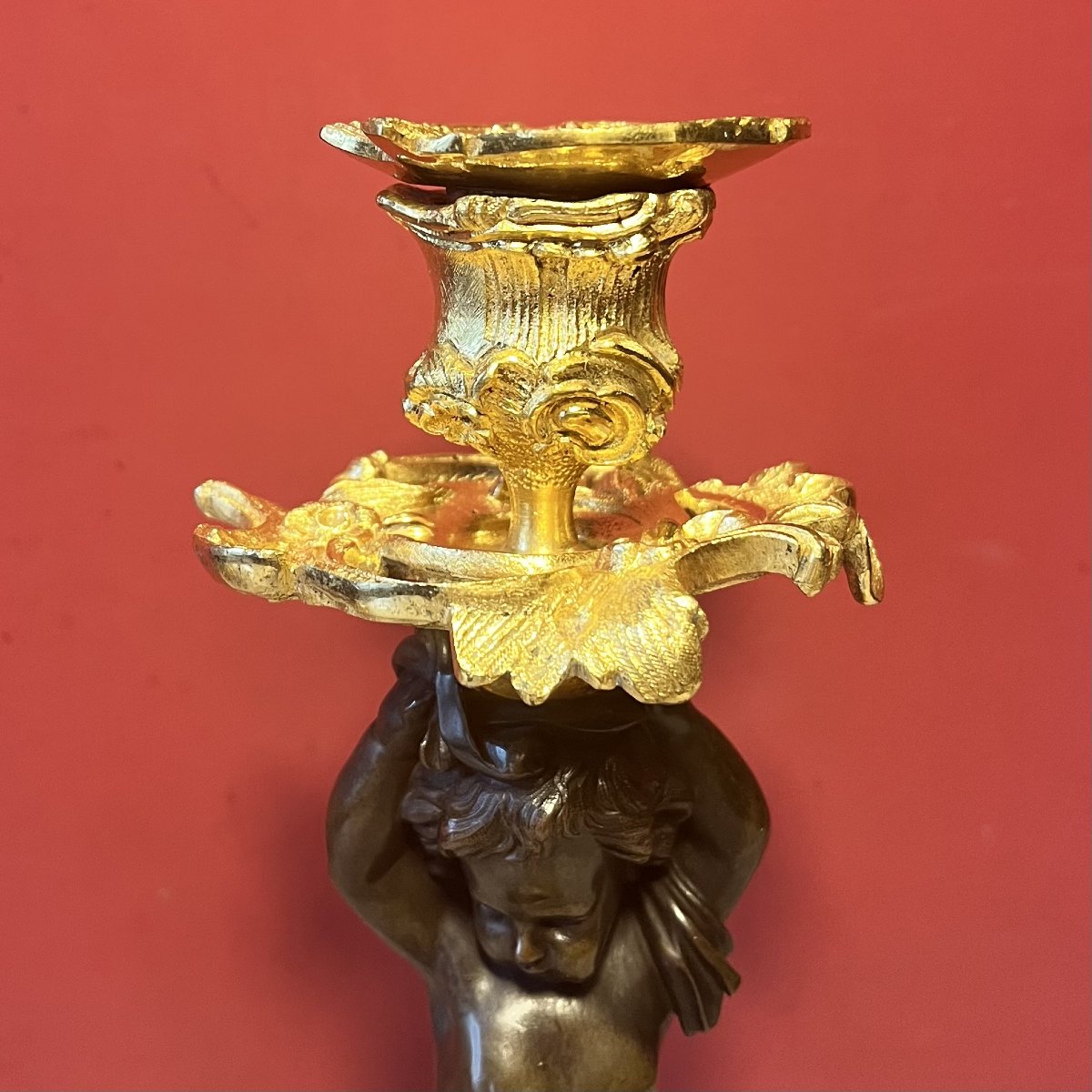 Paire de bougeoirs aux putti, époque Napoléon III-photo-4