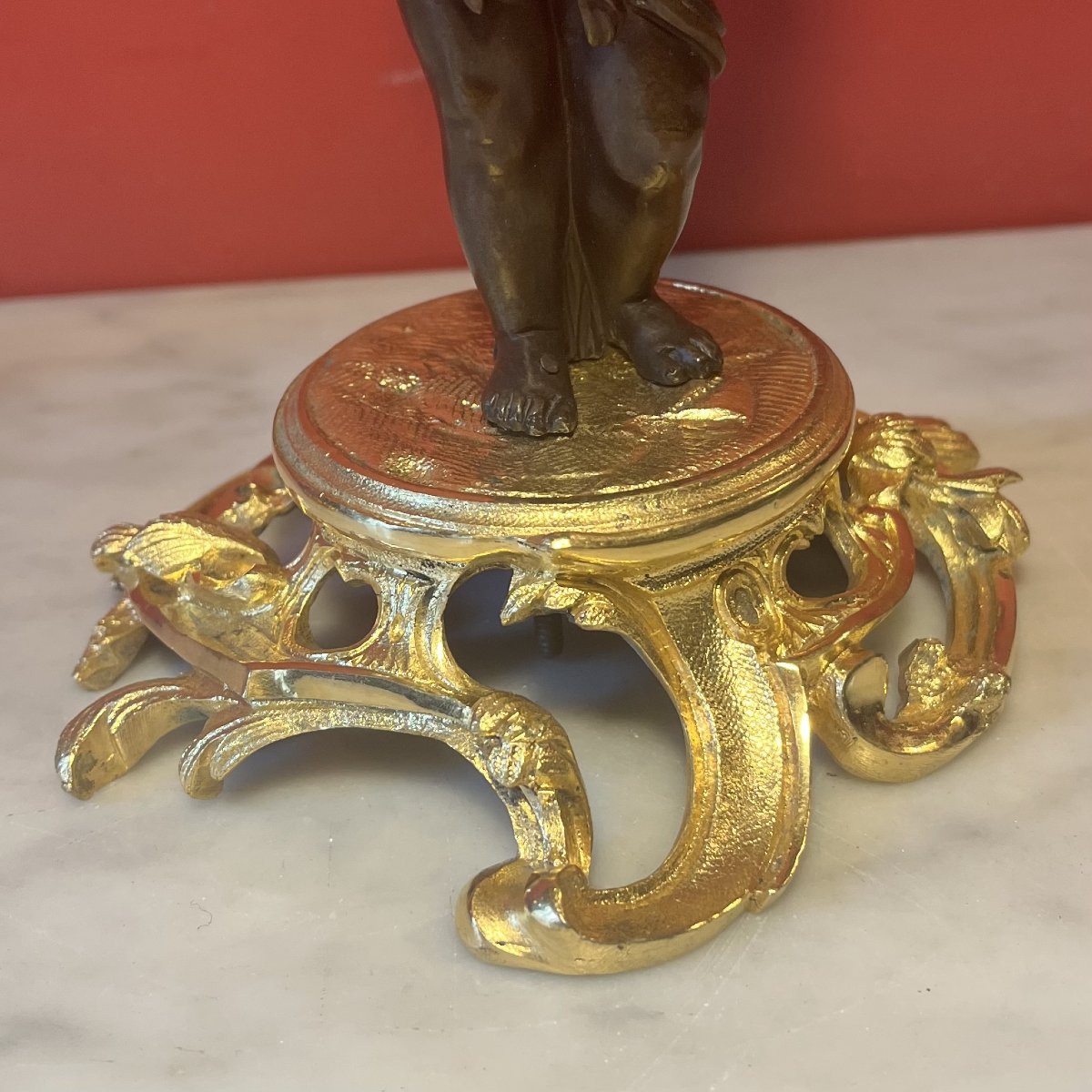 Paire de bougeoirs aux putti, époque Napoléon III-photo-7