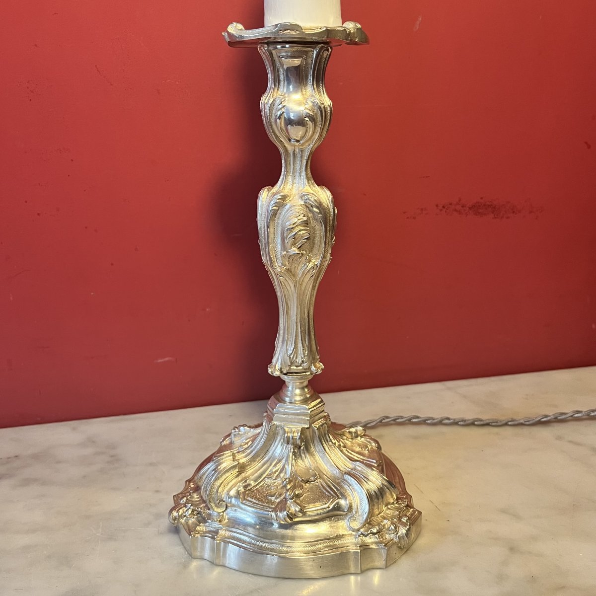 Paire de pieds de lampe rocaille, XIXème siècle-photo-2