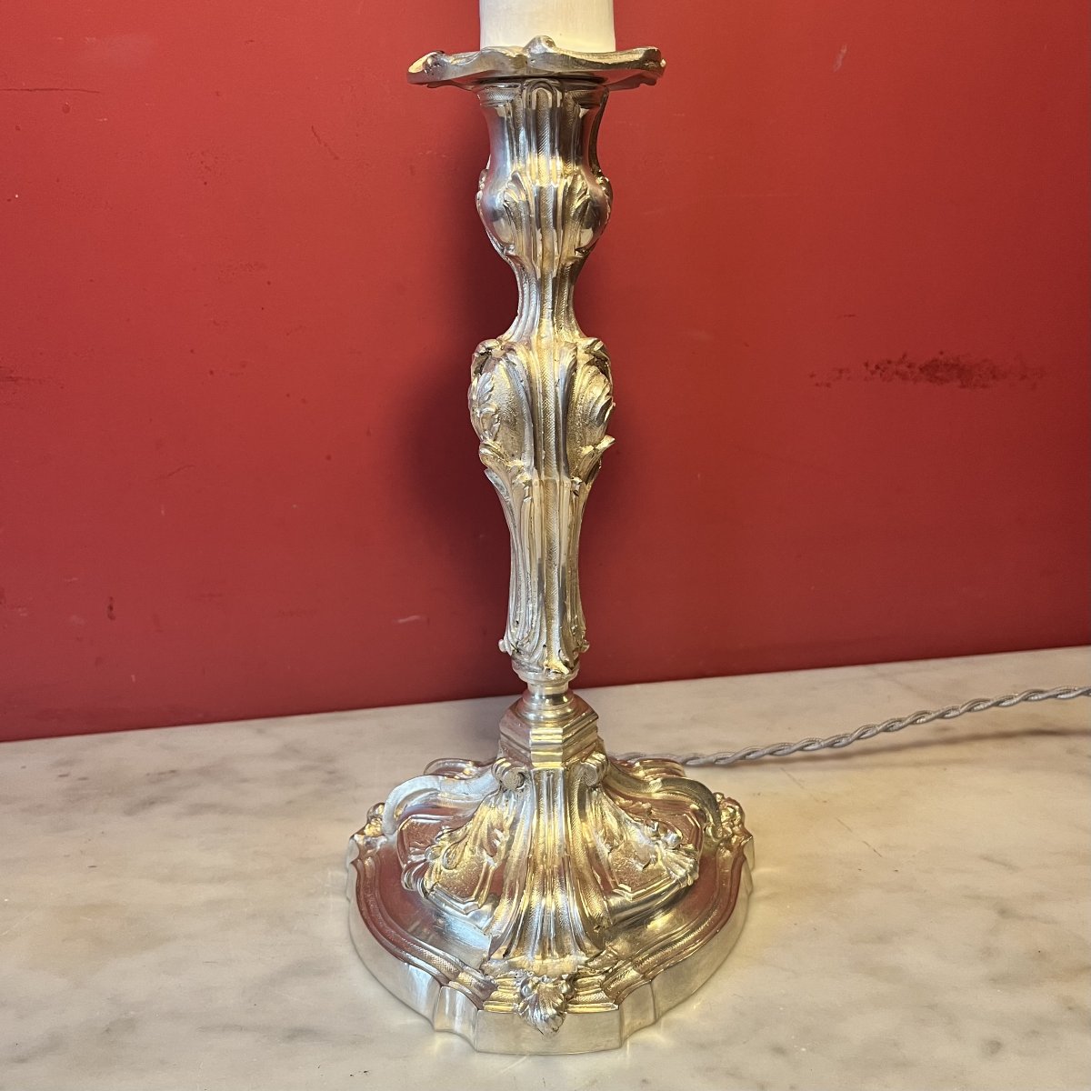 Paire de pieds de lampe rocaille, XIXème siècle-photo-3