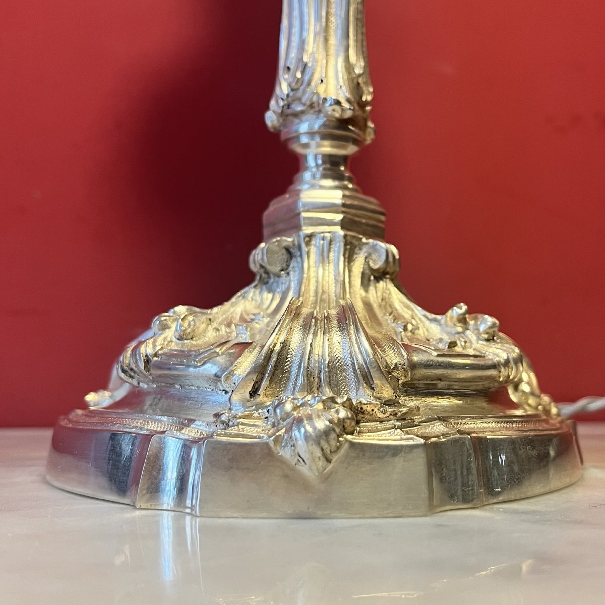 Paire de pieds de lampe rocaille, XIXème siècle-photo-7