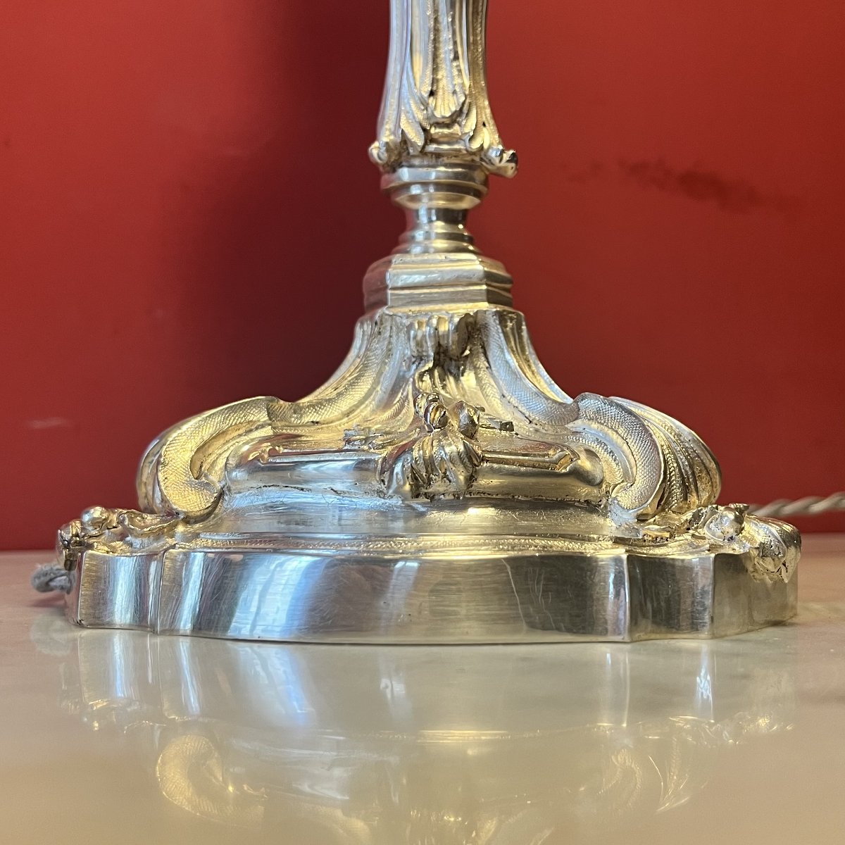 Paire de pieds de lampe rocaille, XIXème siècle-photo-8