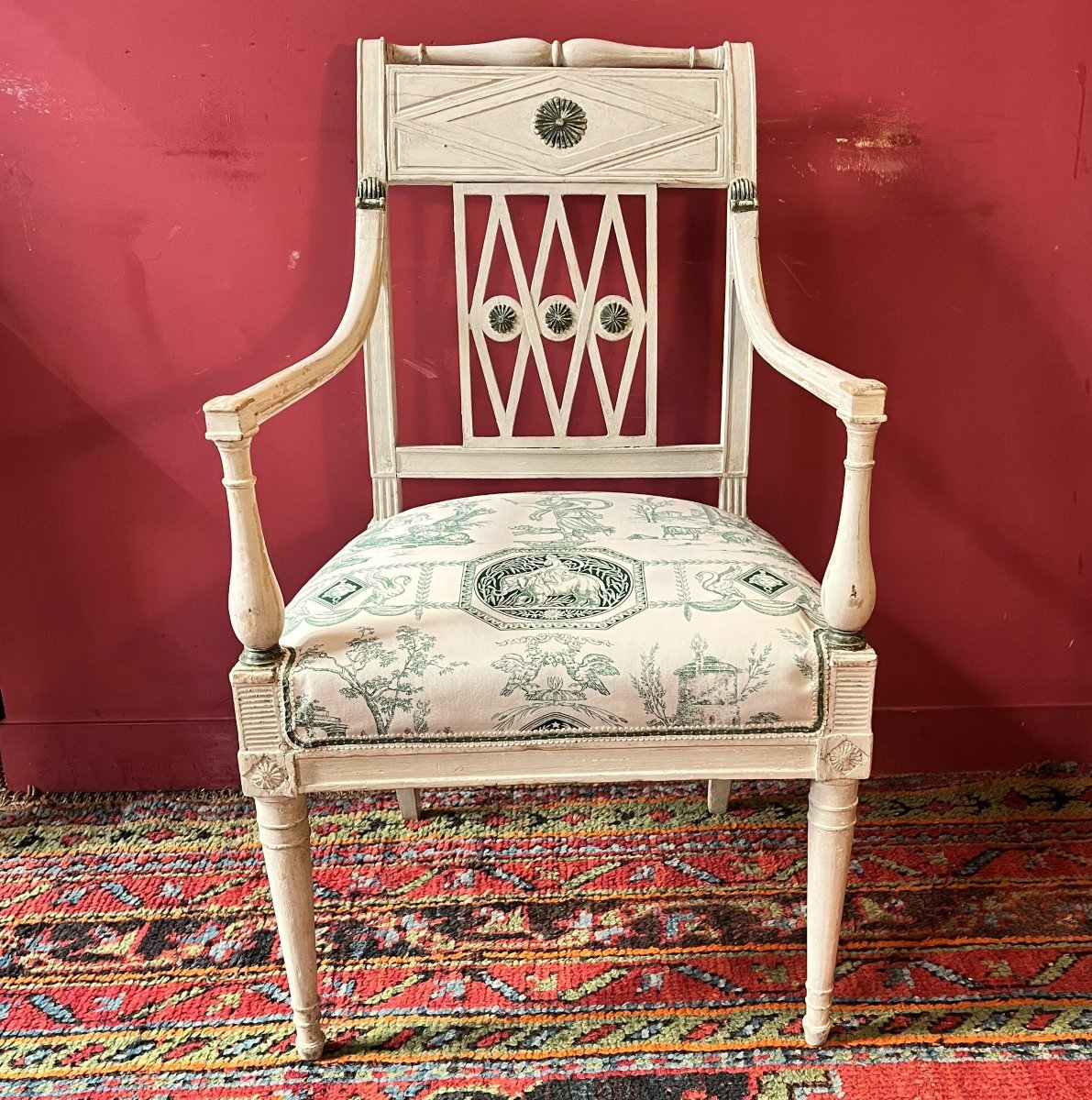 Painted Armchair, Directoire Period-photo-2
