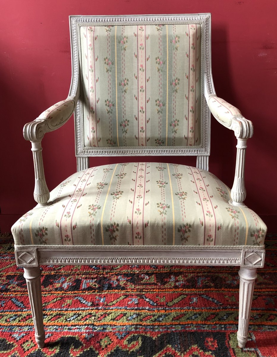 G. Jacob, Paire De Fauteuils à La Reine, époque Louis XVI-photo-2
