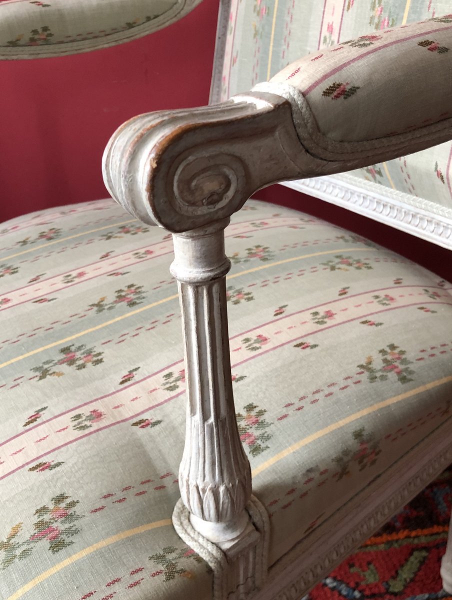 G. Jacob, Paire De Fauteuils à La Reine, époque Louis XVI-photo-3