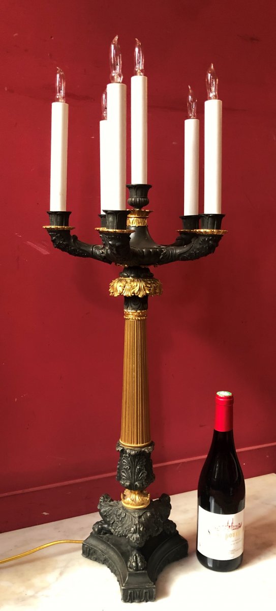 Pair Of Large Candelabras, Restauration Period-photo-5