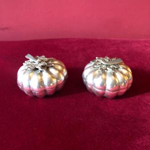 Two Foreign Silver Pumpkins