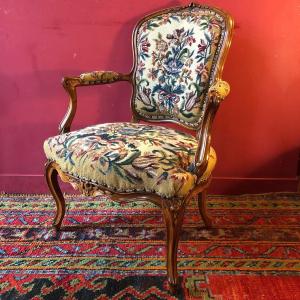 Stamped Amand, Louis XV Period Armchair