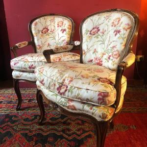 Stamped Porrot, Pair Of Large Cabriolets, Louis XV Period