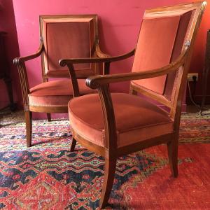 G. Jacob, Rare Paire de Fauteuils à l'étrusque, époque Directoire