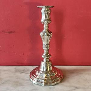 Bougeoir en bronze argenté, époque Louis XV