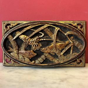 Panneau de bois sculpté, Chine XIXème siècle