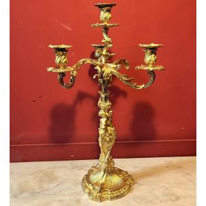 Grand candélabre aux sirènes, époque Napoléon III (56 cm)