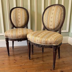 Pair Of Carved Chairs, Louis XVI Period