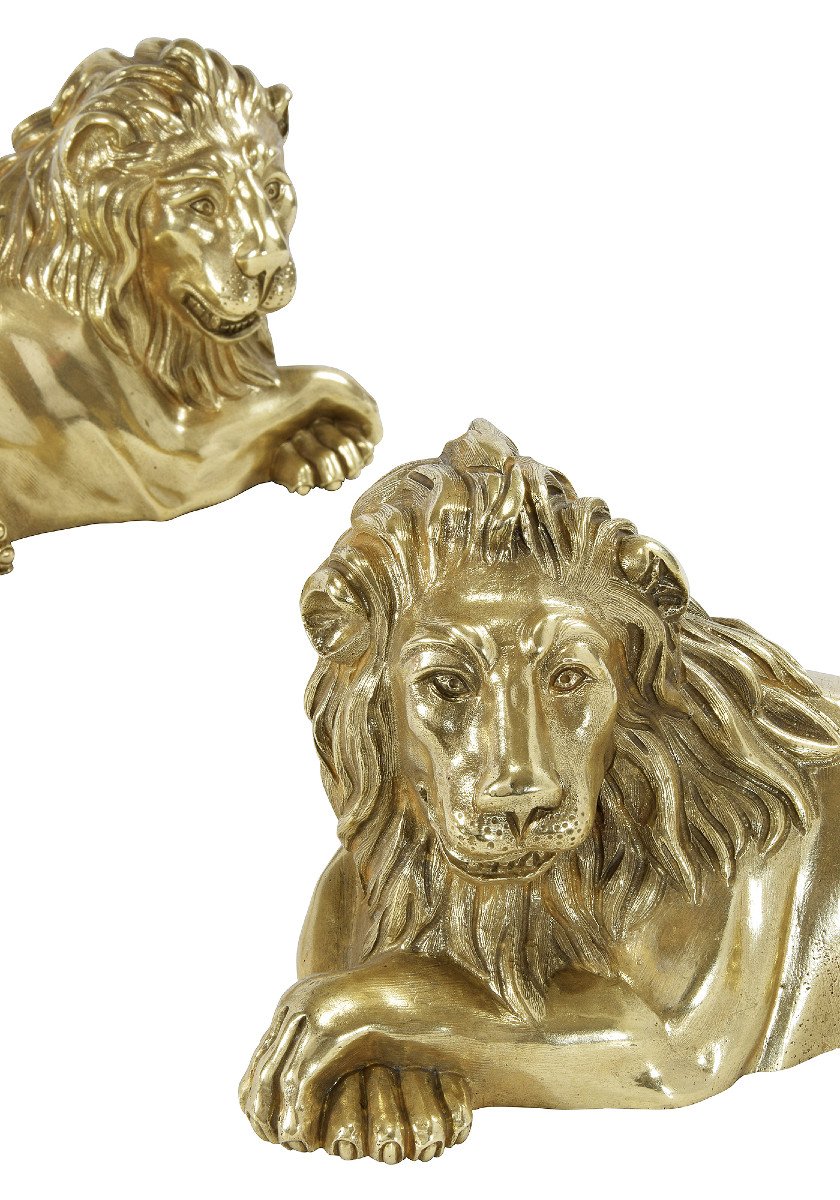 Pair Of Lions In Bronze Gilding Napoléon III