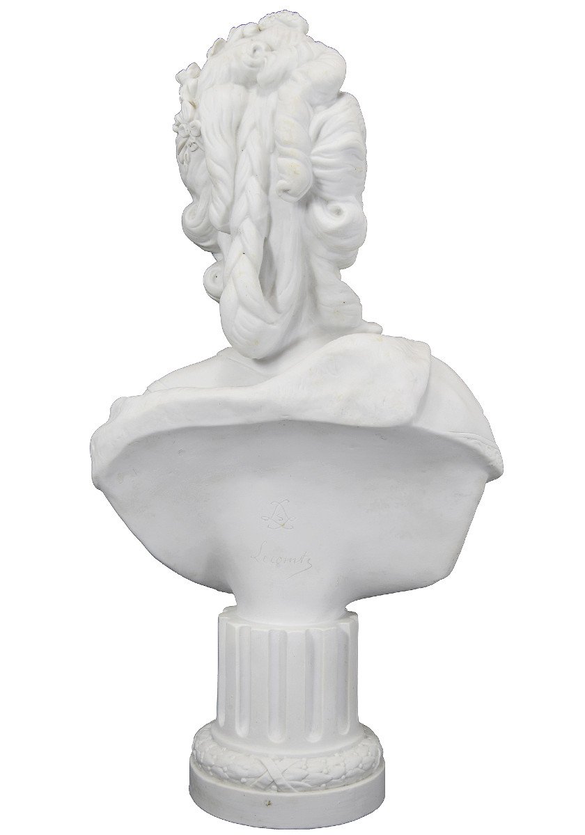 Grand buste en biscuit "Marie-Antoinette" XIXème-photo-3