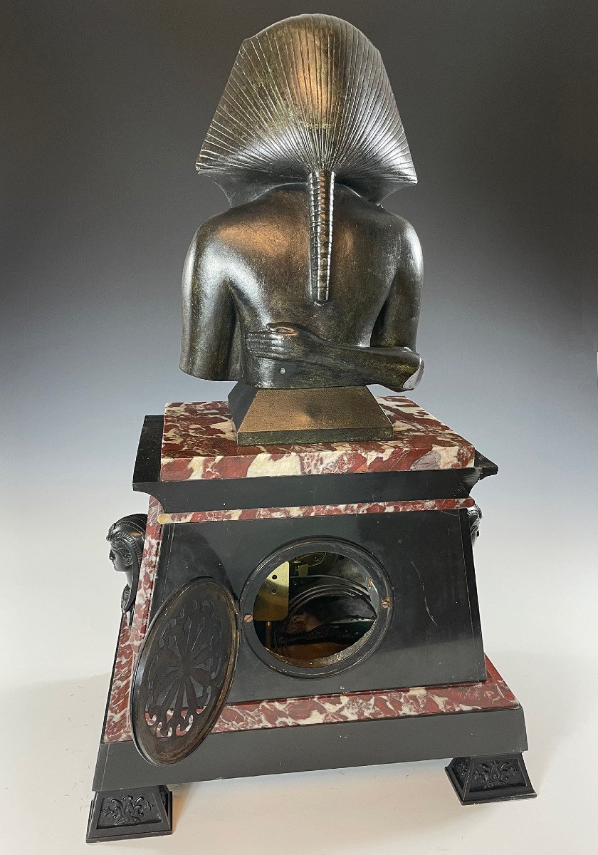  Clock "return From Egypt" Tutankhamun Bronzier Virlet 1908-photo-6