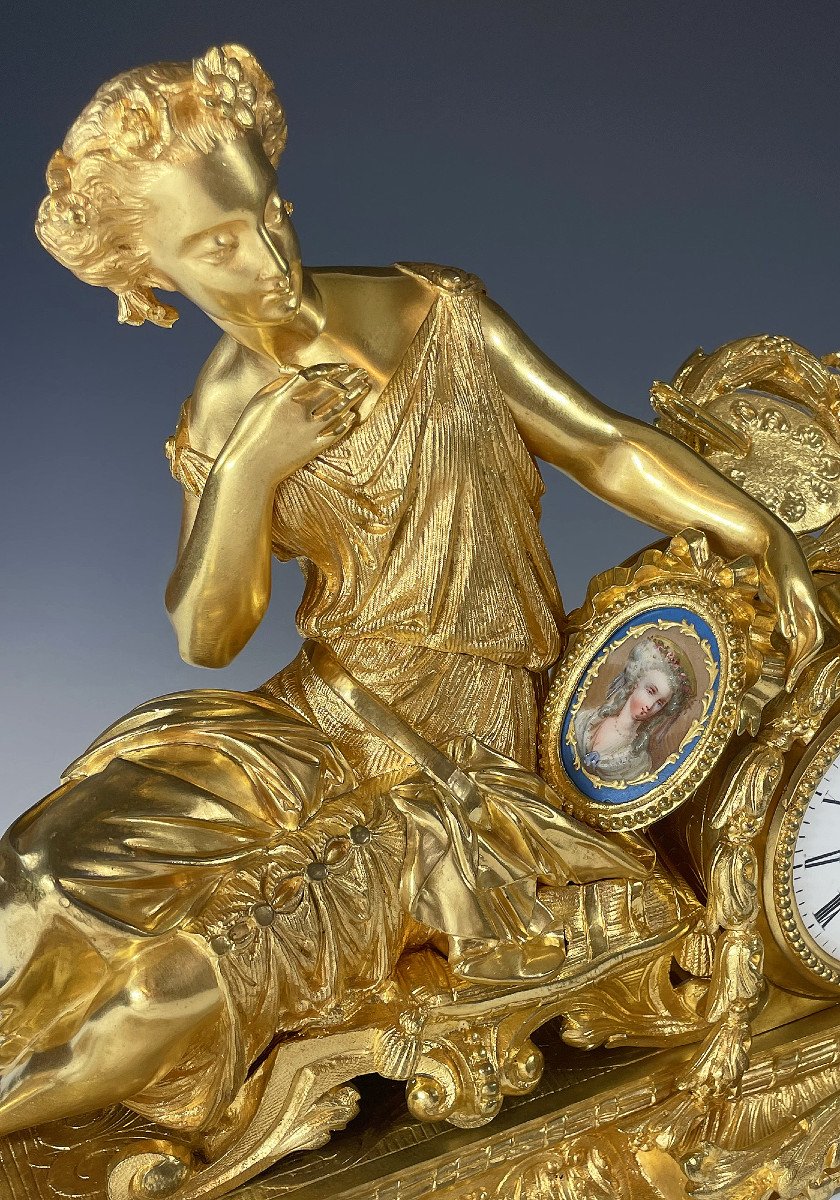  Clock "allegory Of Painting" Gilt Bronze Schmoll Paris-photo-1