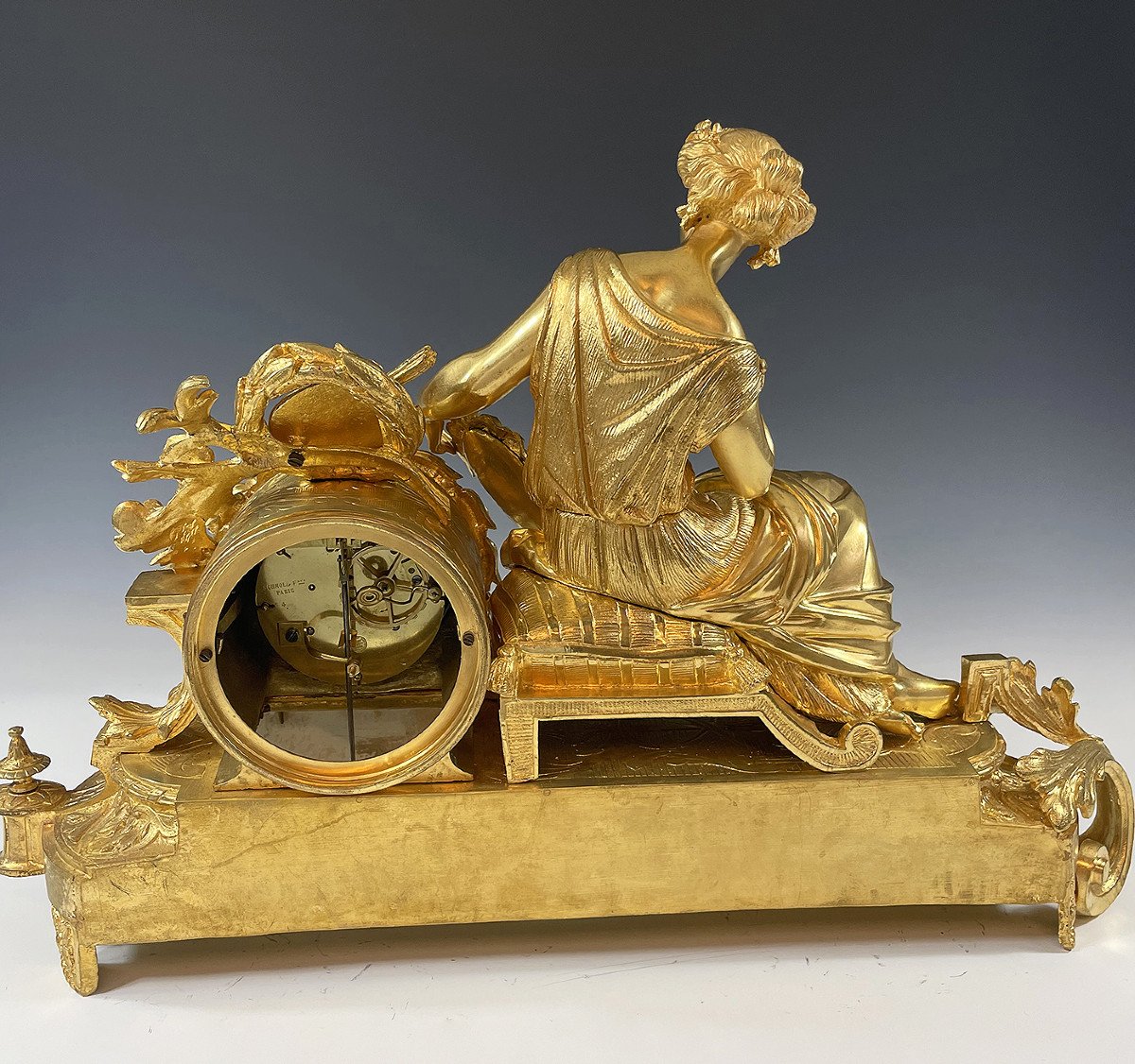  Clock "allegory Of Painting" Gilt Bronze Schmoll Paris-photo-4