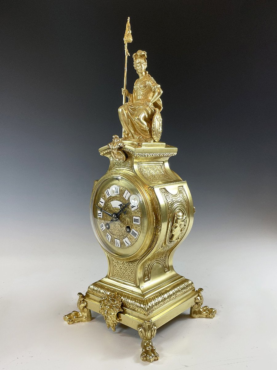 Pendule En Bronze Doré Style Régence Athéna-photo-4