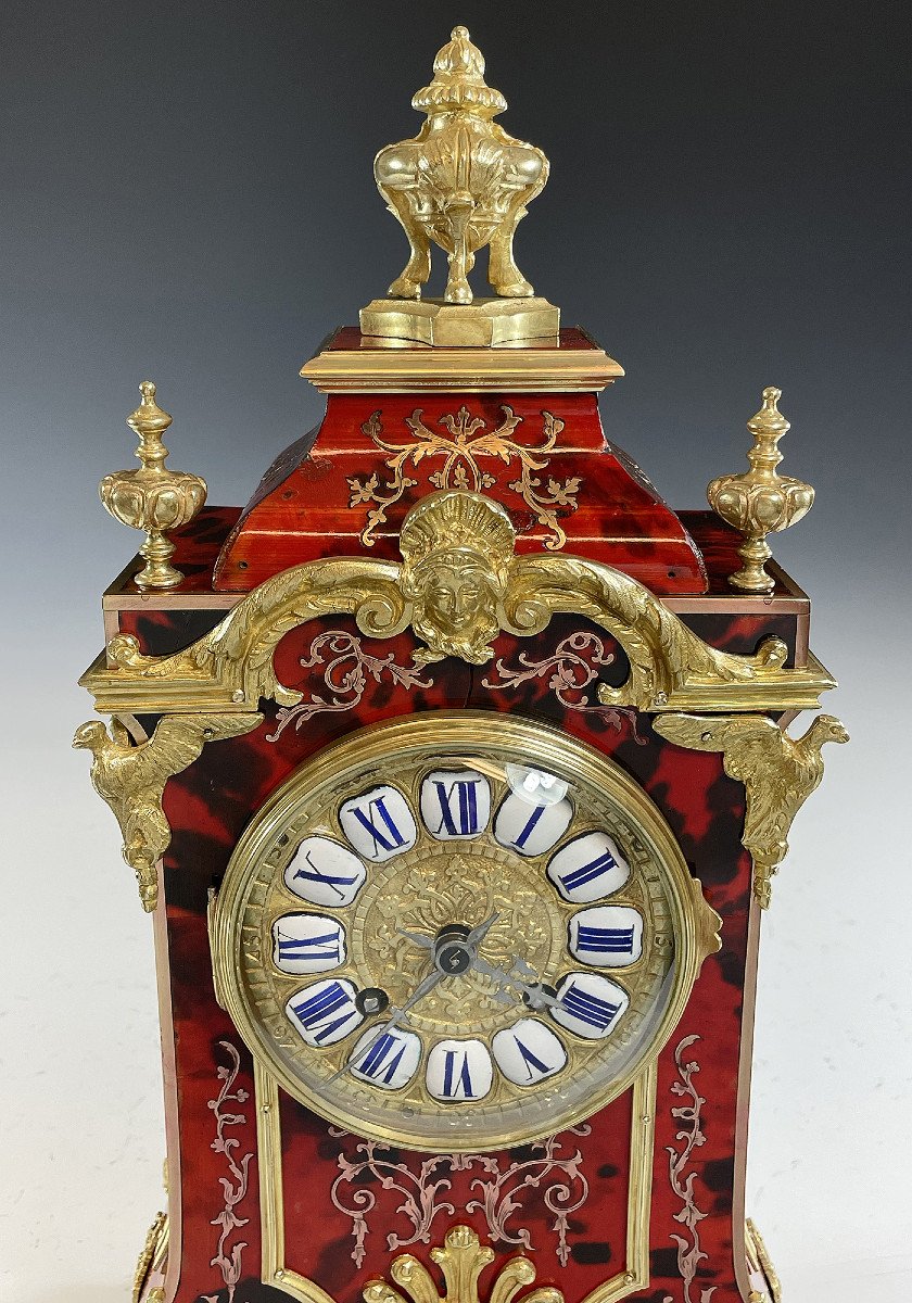  Cartel Clock Tortoise Shell Marquetery Hersant 1869-photo-2