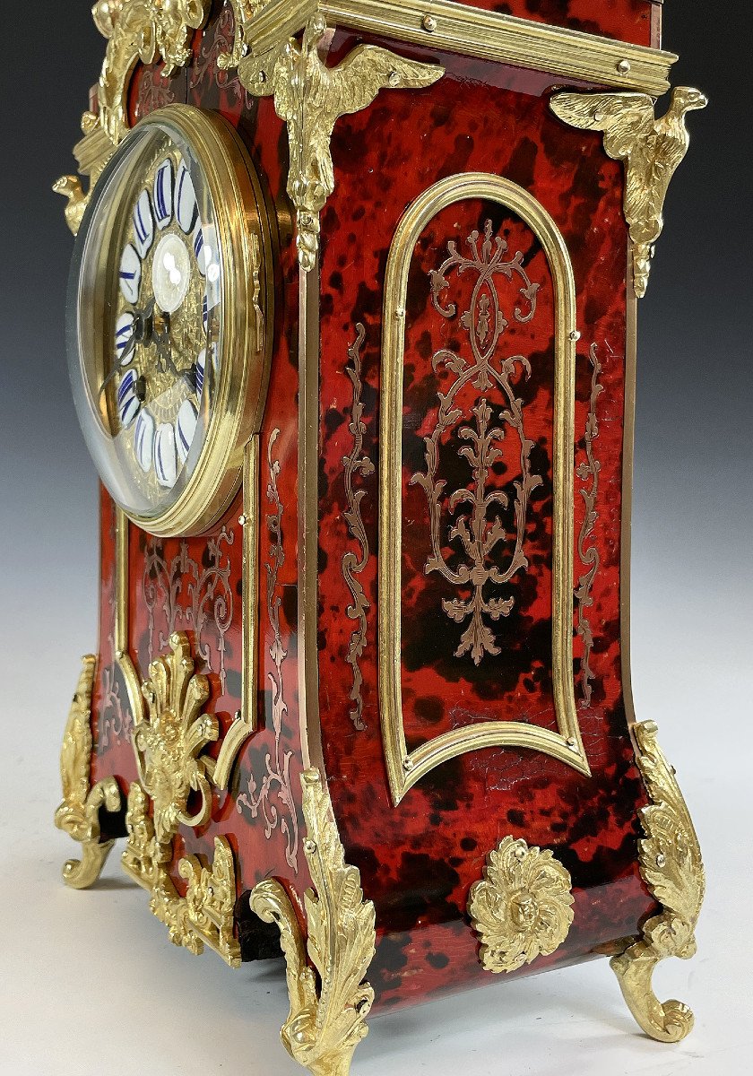  Cartel Clock Tortoise Shell Marquetery Hersant 1869-photo-3