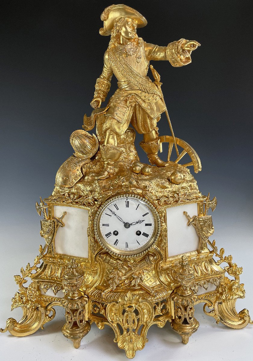 Xl Clock Musketeer Gilded Bronze Louis-phillipe 1840