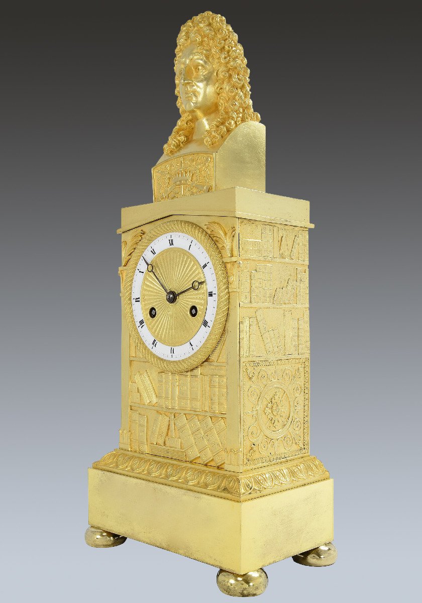 Clock To The Bust Of Jean Racine Era Charles X-photo-2