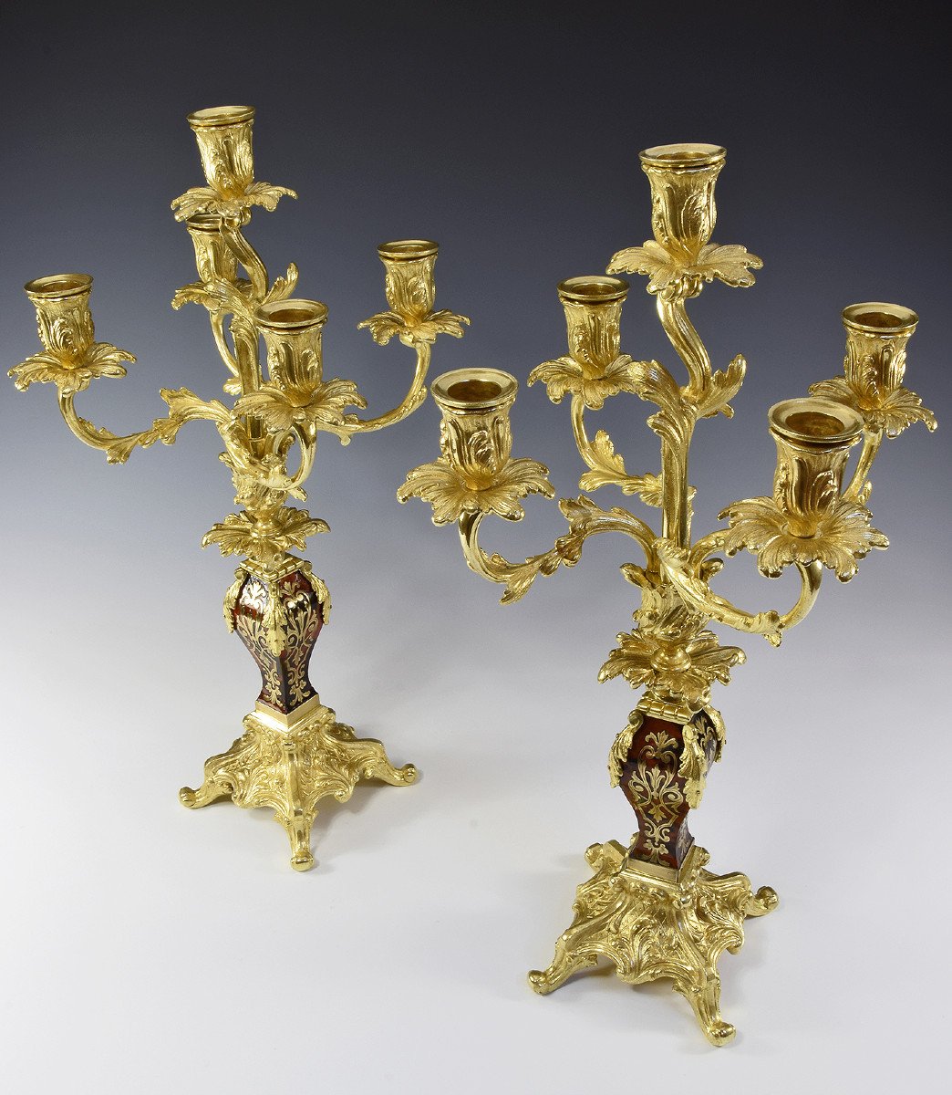Chandeliers Louis XV Bronze Doré Et Ecaille De Tortue Napoléon III-photo-2