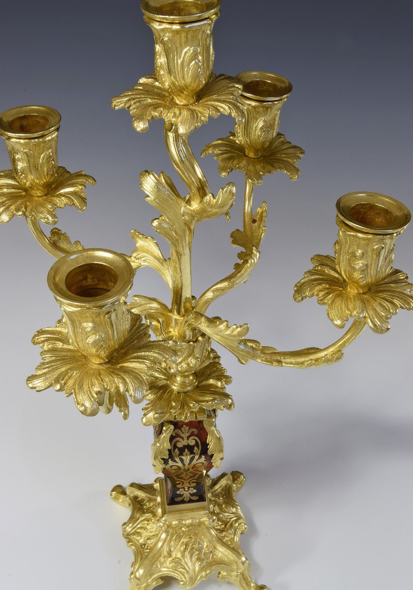 Chandeliers Louis XV Bronze Doré Et Ecaille De Tortue Napoléon III-photo-3