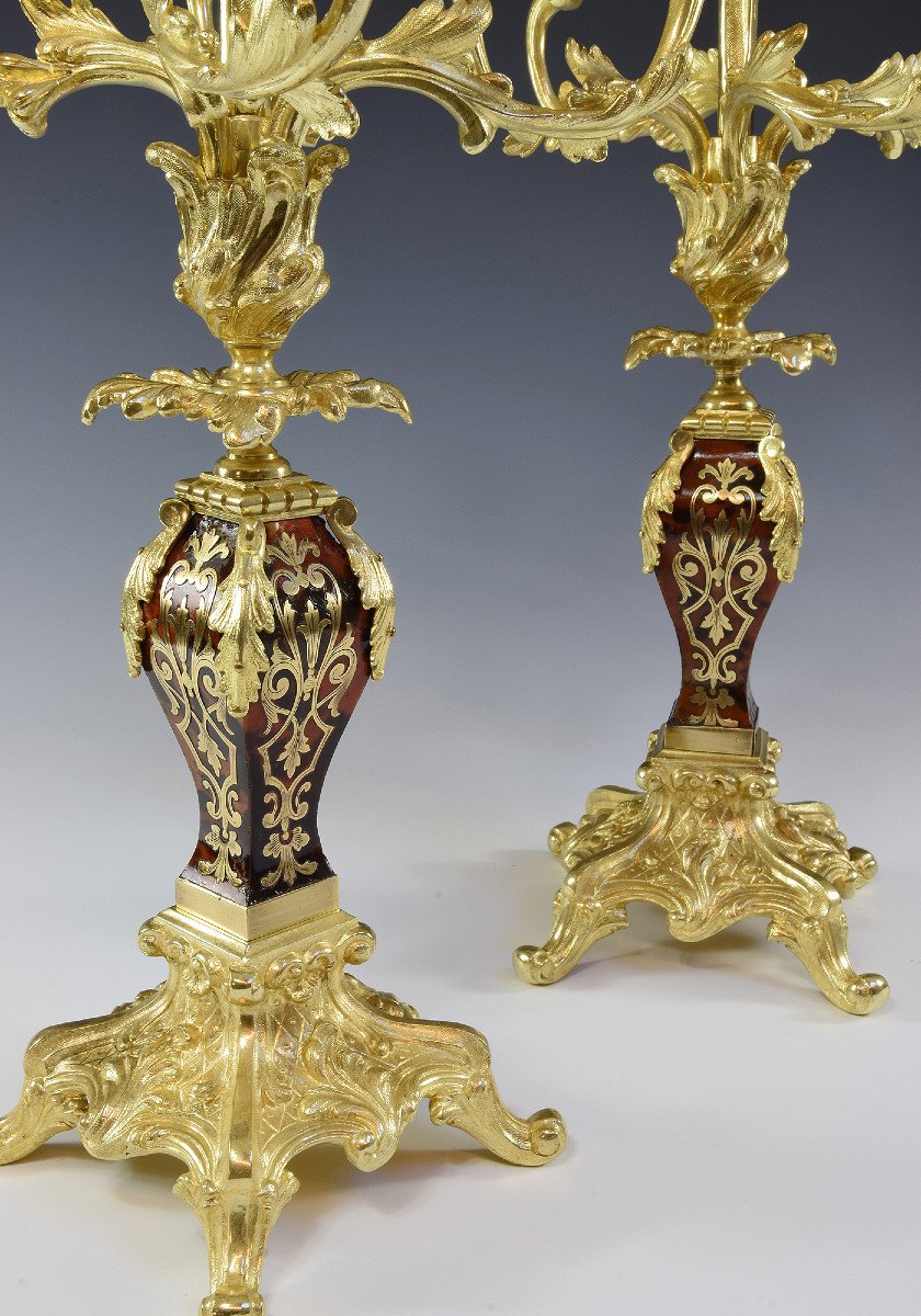 Chandeliers Louis XV Bronze Doré Et Ecaille De Tortue Napoléon III-photo-4
