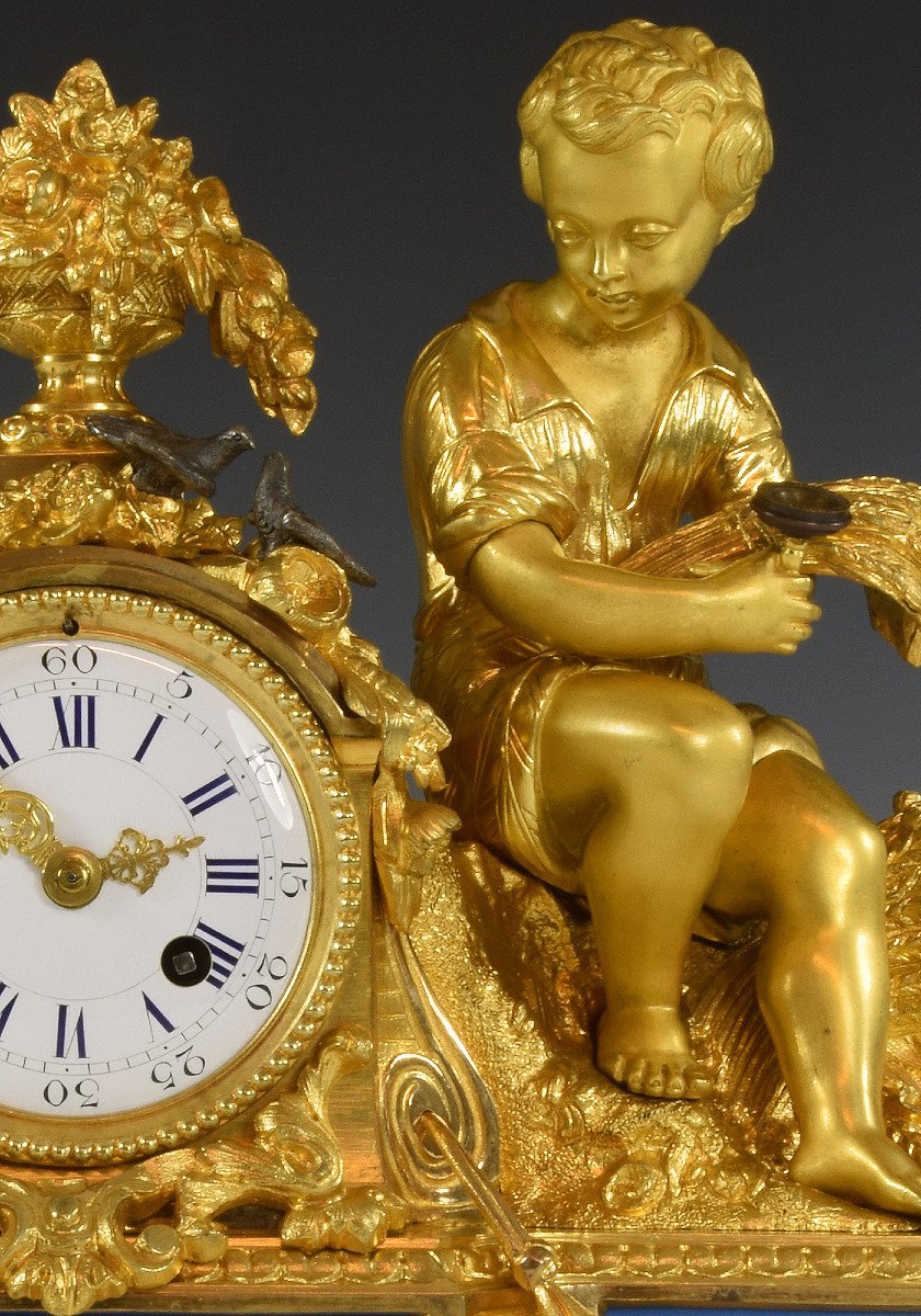 Pendule Aux Oiseaux Bronze Et Porcelaine Napoléon III-photo-3