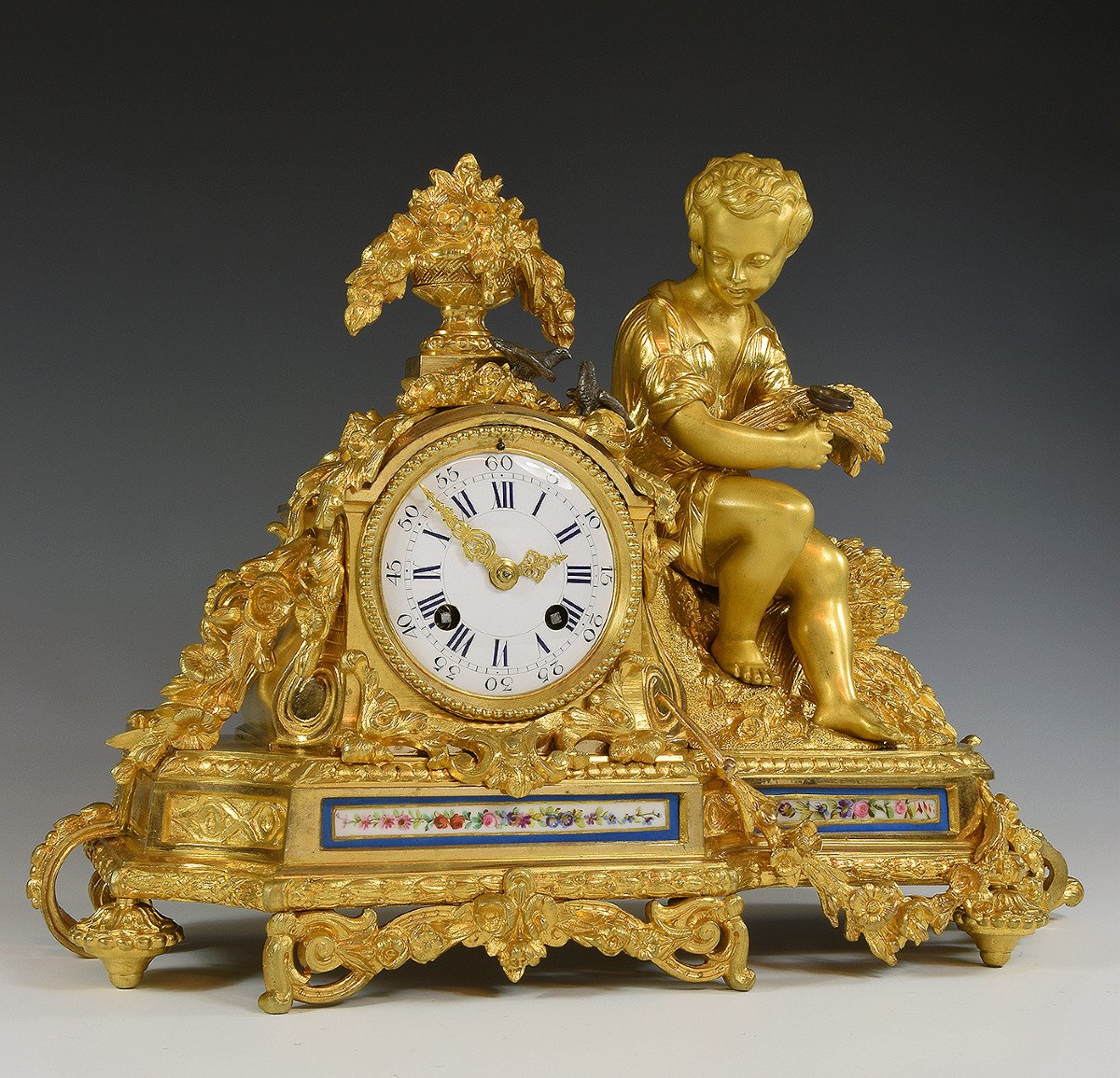 Pendule Aux Oiseaux Bronze Et Porcelaine Napoléon III-photo-4
