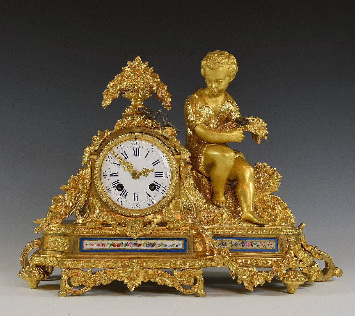 Pendule Aux Oiseaux Bronze Et Porcelaine Napoléon III