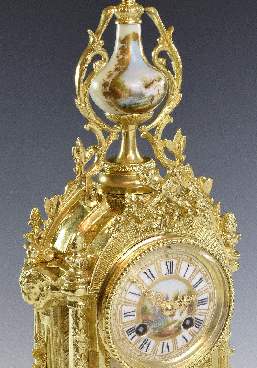 Clock Napoléon III In Bronze And Limoges Porcelain-photo-3